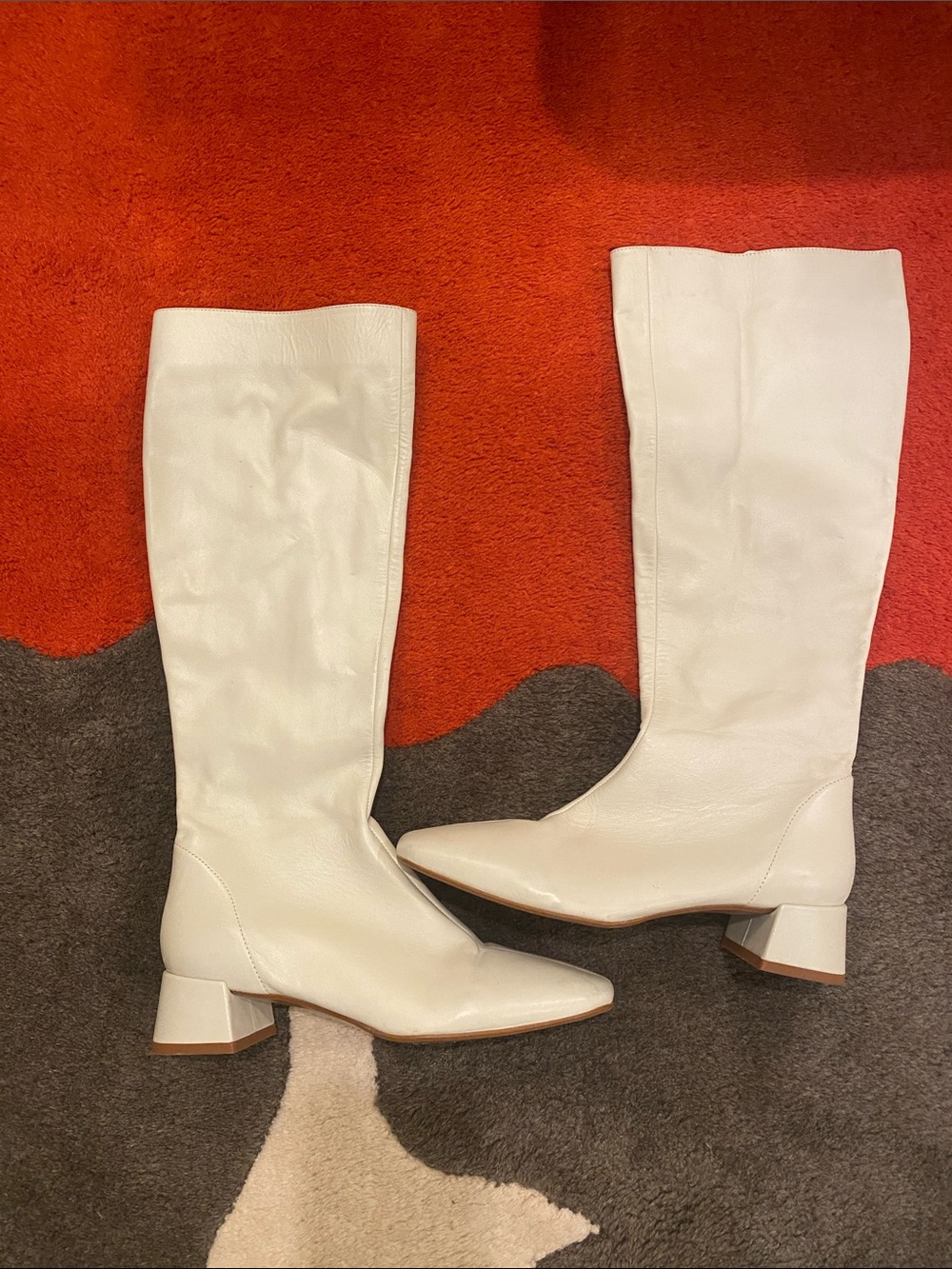 Zara Cream Over-the-Knee Leather Boots